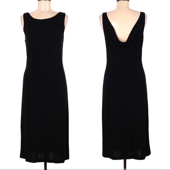 Ralph Lauren Black Cowl Back Midi Dress - Picture 1 of 4